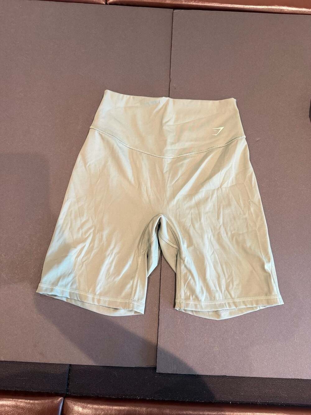 Gymshark High Waisted V-Seam Bike Shorts Sage Green Size M
